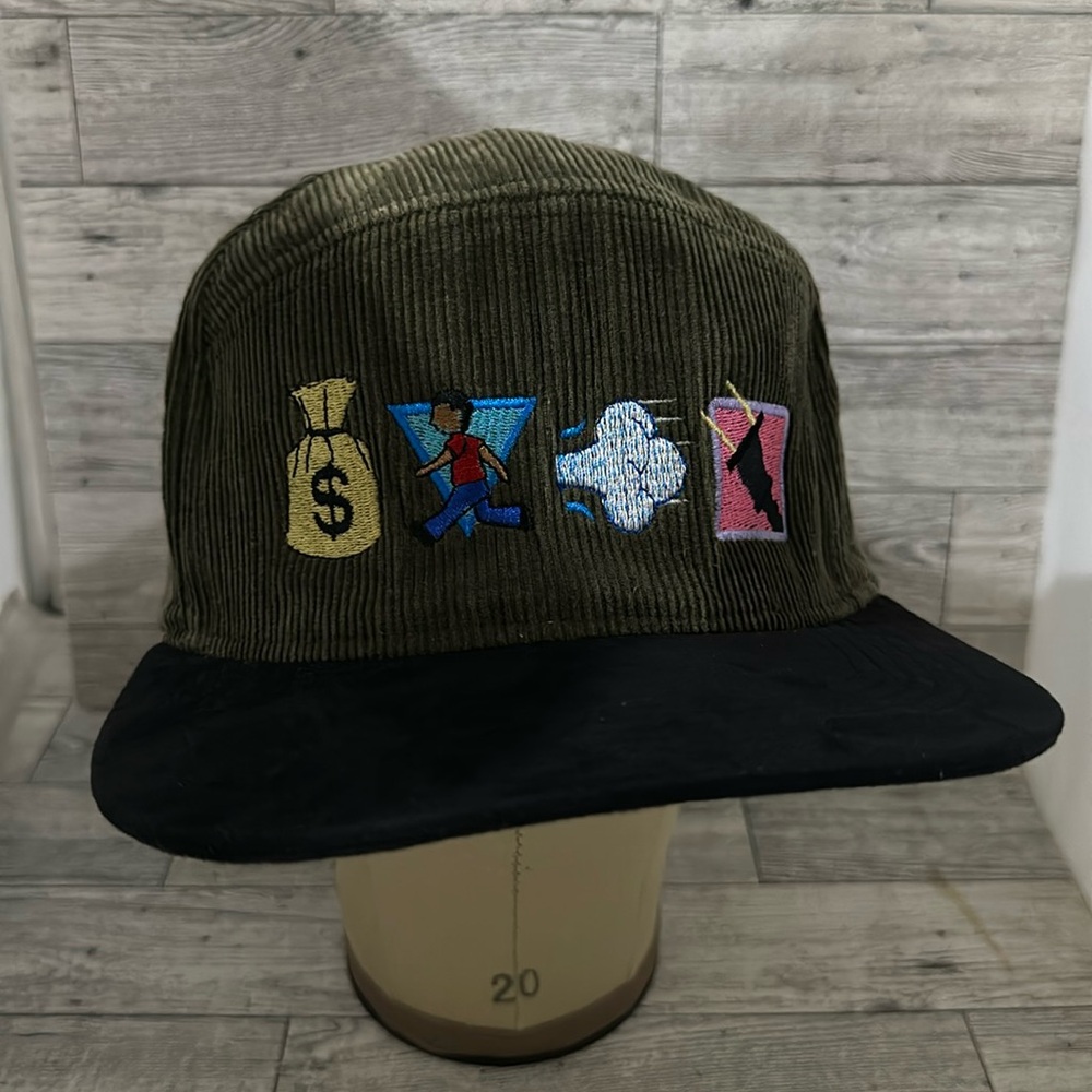 Run it up green corduroy baseball cap hat